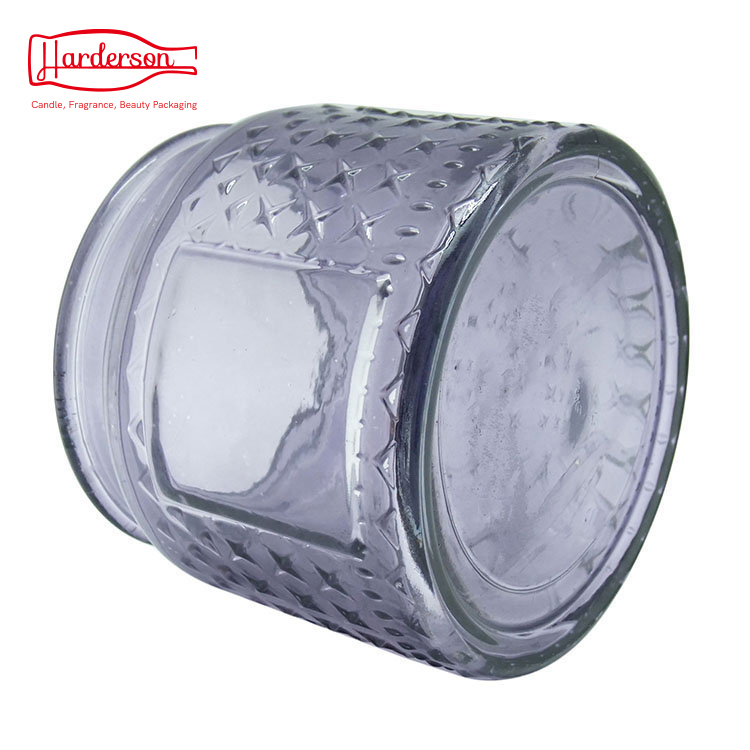 10 oz Embossed Glass Candle Container with Tin Lid and Labels (Clear)